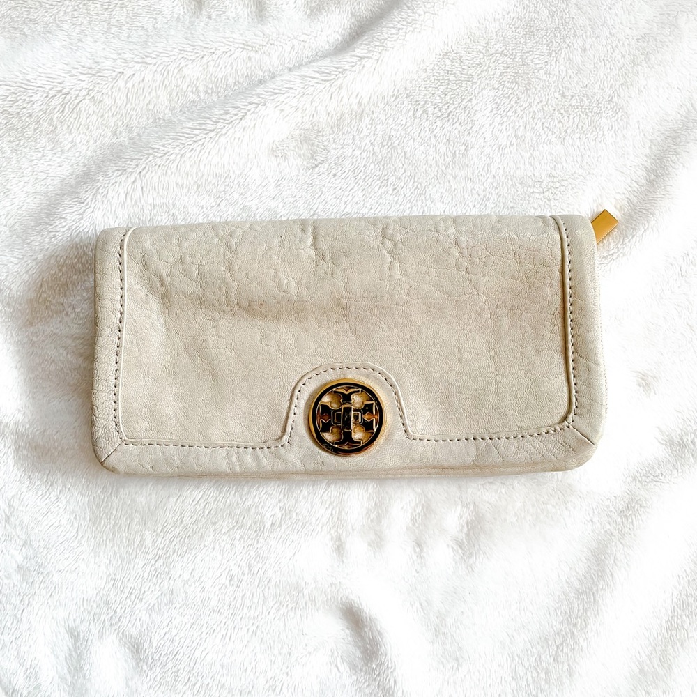 Tory Burch Cream Long Flap Wallet